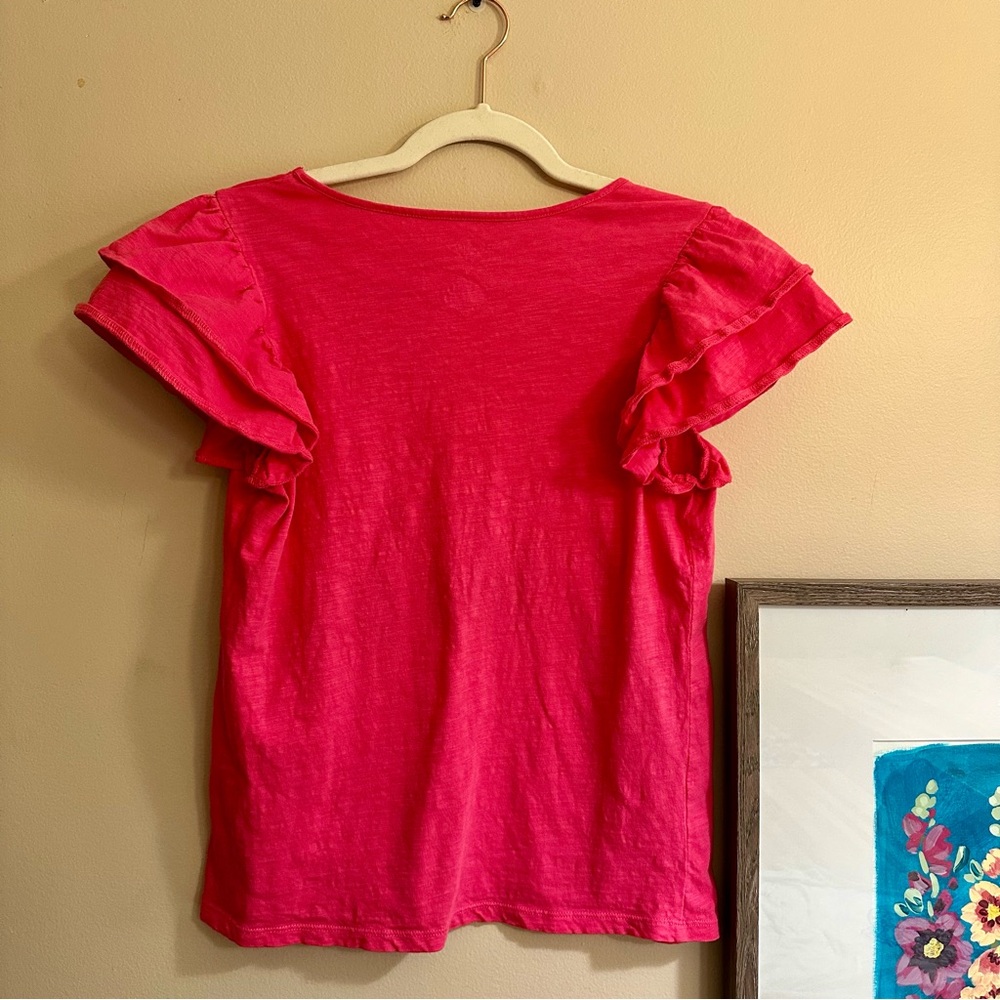 Women's Pink Ruffle Sleeve Top - Picture 2 of 5